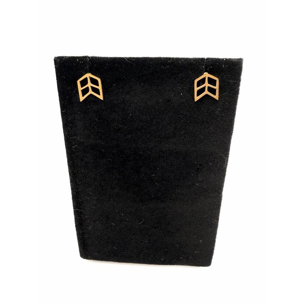 Double Chevron Delicate Gold Plated Earrings Studs